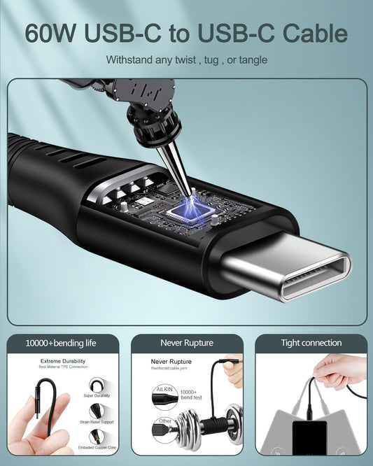 Iphone 17E 17 USB Type C Cable for Apple Iphone 16E/16/15 Plus/17 Pro Max, 6Ft Fast Charging Android Type C to C Cable for Samsung Galaxy A17 A16 A15 S25, Google Pixel 9A 10 Pro XL Android USBC Cord