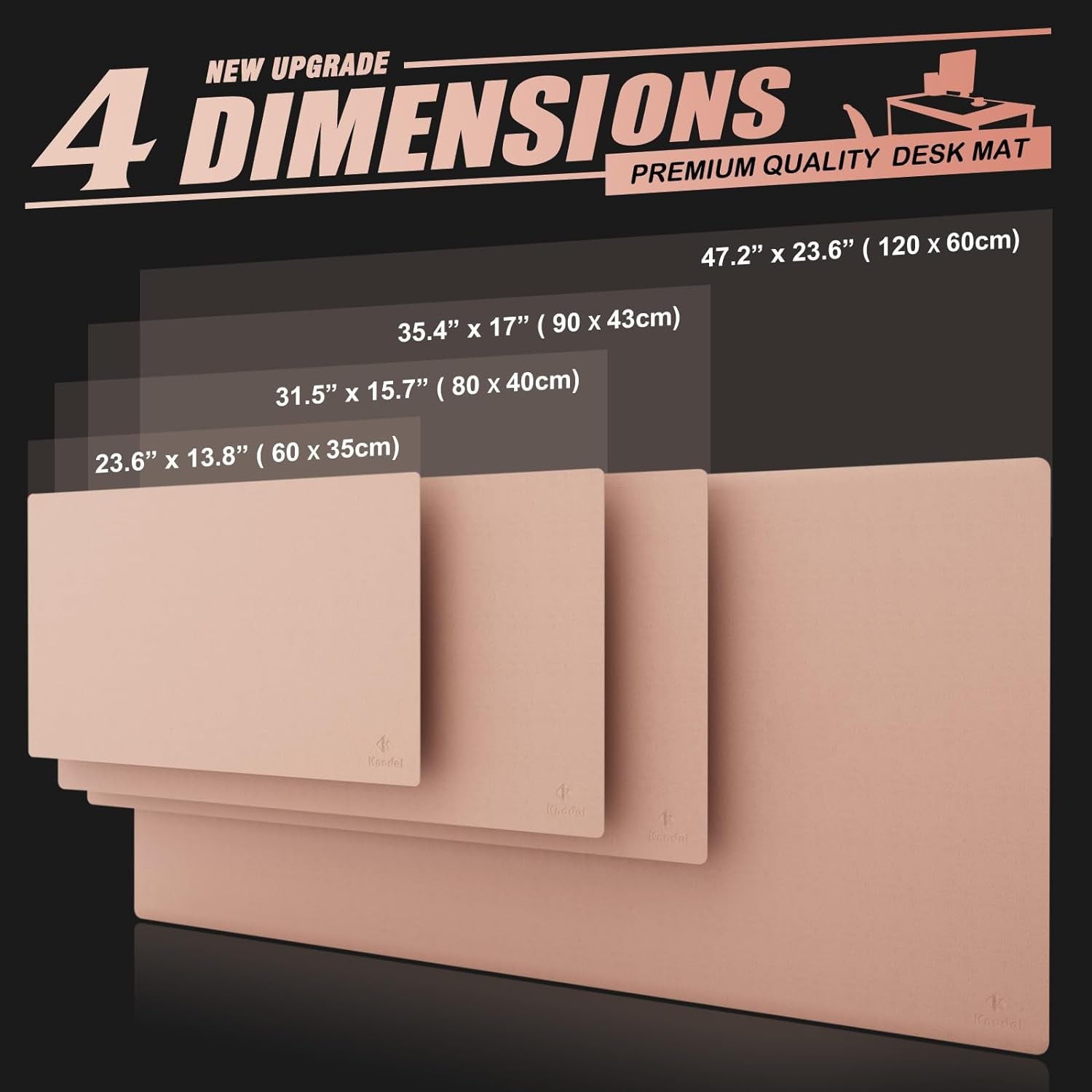 Large Office Leather Desk Mat, Mouse and Keyboard Pad, Computer and Laptop Mat, Desktop Protector and Cover, Writing Pad and Blotter (31.5"X15.7", Pink)