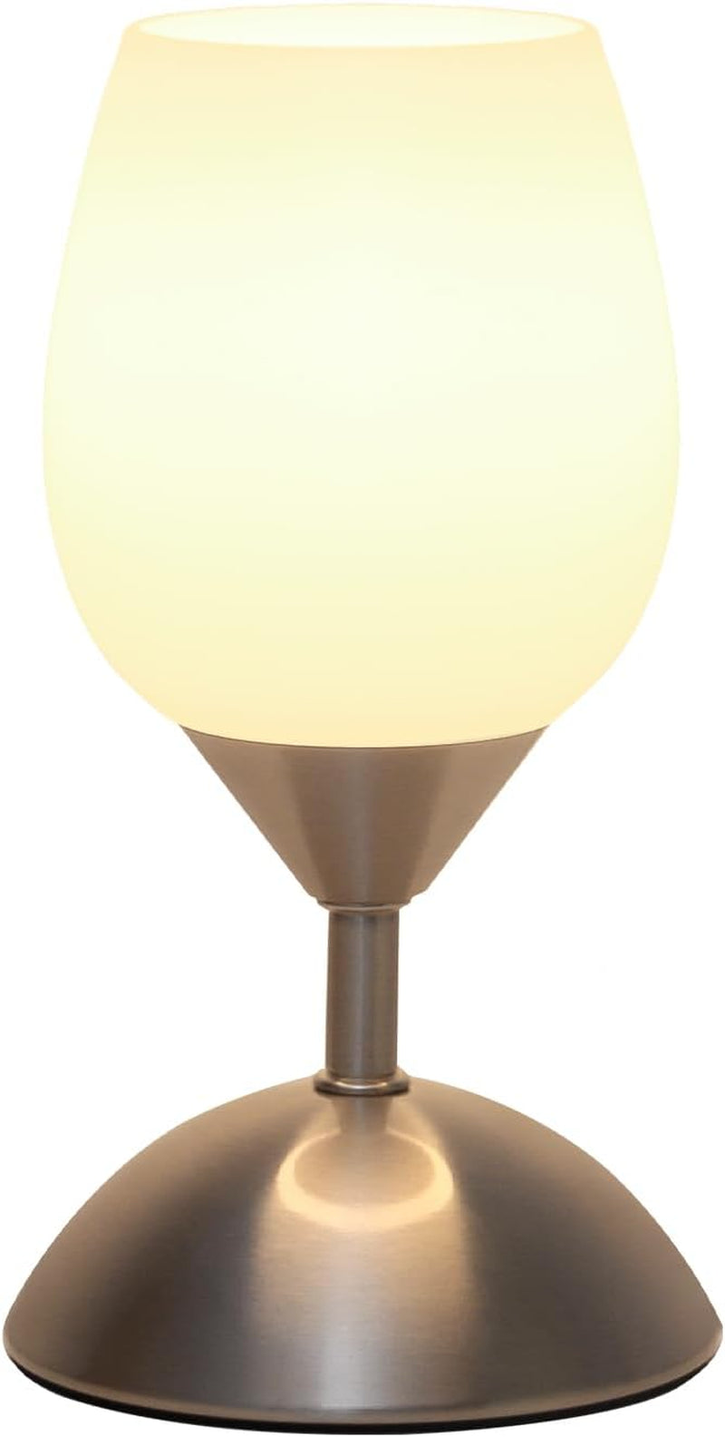 Small Touch Lamp for Bedroom Nightstand, 3-Way Dimmable Bedside Lamps Opal Glass Desk Lamp Silver Base, Tiny Table Lamp for Small Spaces Ambient Lighting for Living Room, E12 Bulb Included