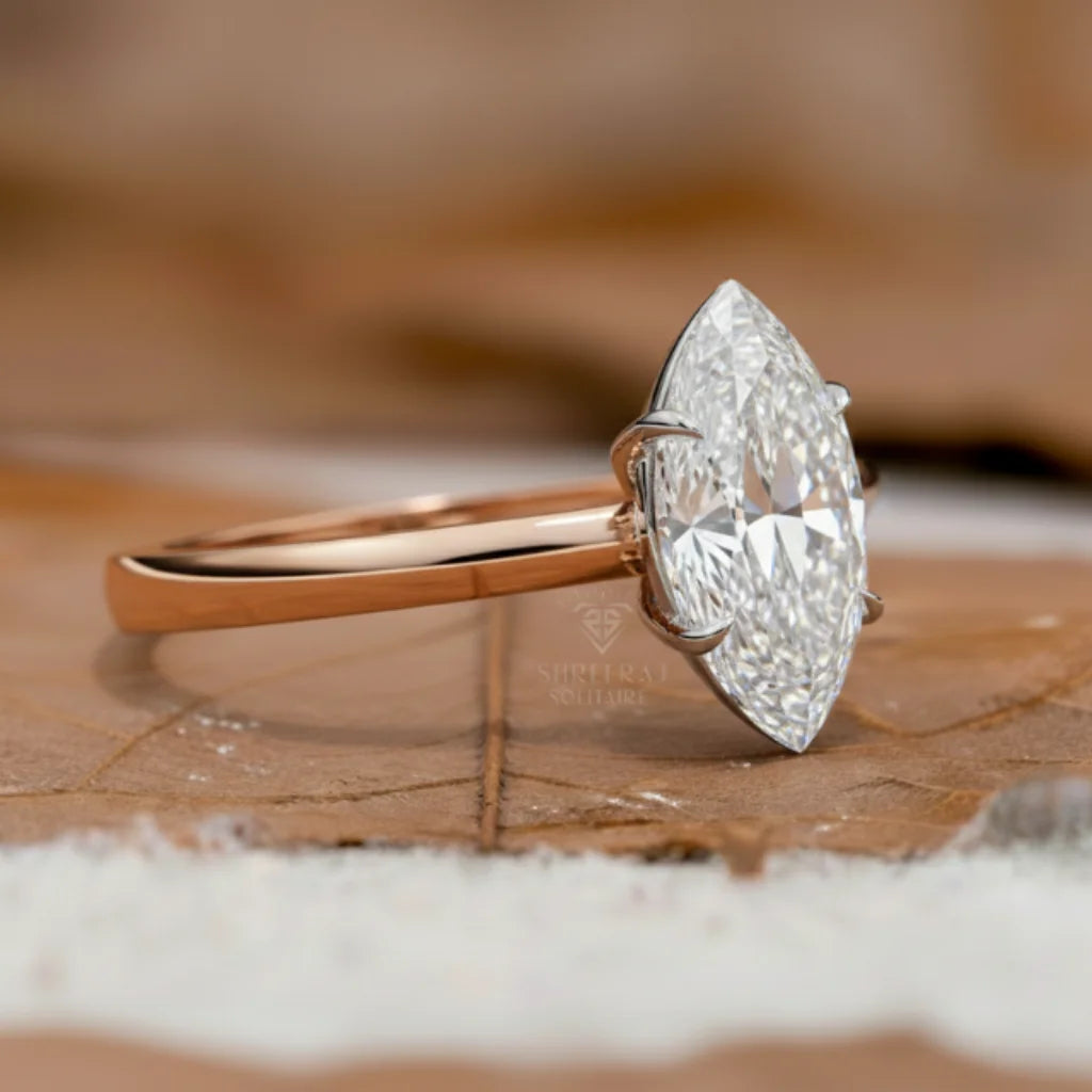 Fine Jewelry 18k Gold EF VVS Marquise Cut Lab-Grown Diamond Custom Ring Women's Engagement Ring Jewelry Manufacturer Wholesale