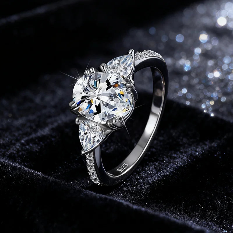 S925 Sterling Silver VVS D Color 2 Carat Oval Cut Moissanite Ring for Women Wedding Engagement Ring
