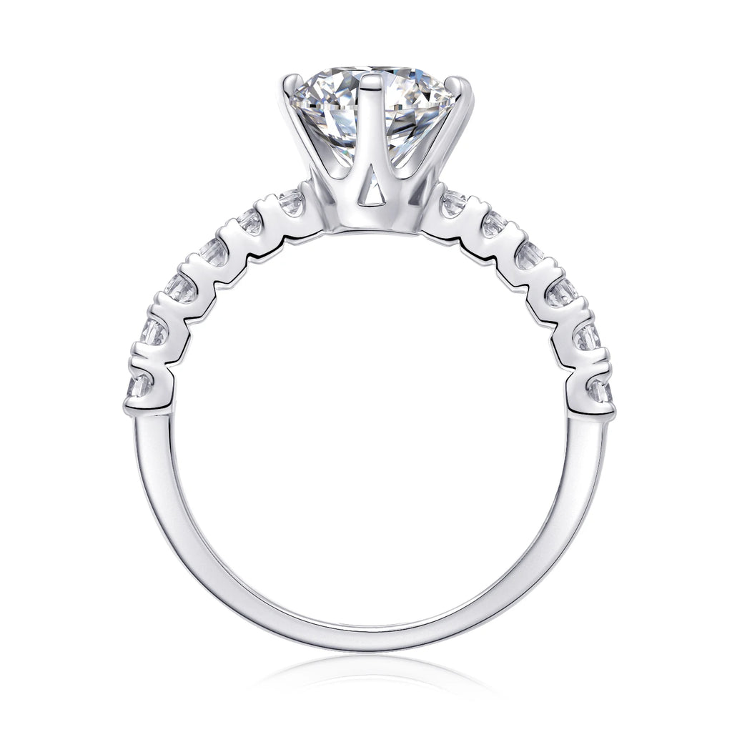 2 Ct Round Brilliant Moissanite Ring Wedding Engagement Ring S925 Silver White Color Rhodium Plated with GRA Certificate Ring