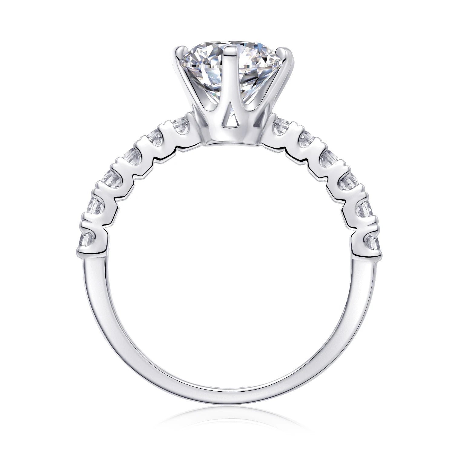 2 Ct Round Brilliant Moissanite Ring Wedding Engagement Ring S925 Silver White Color Rhodium Plated with GRA Certificate Ring