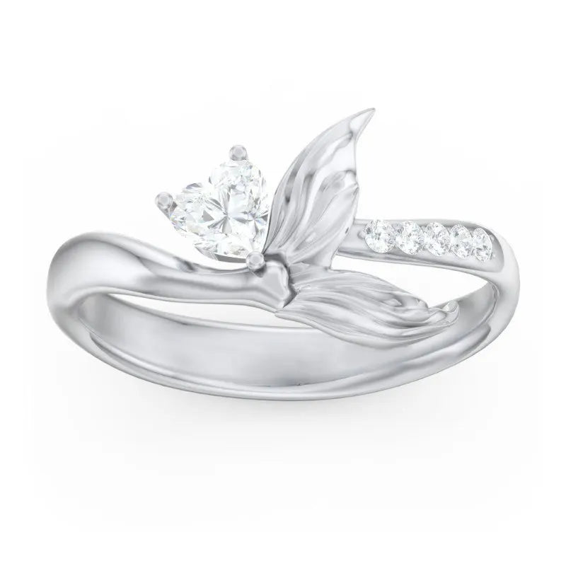 F1685 White Gold Diamond Ring Heart Cut Natural Diamond Engagement Ring For Women D Color