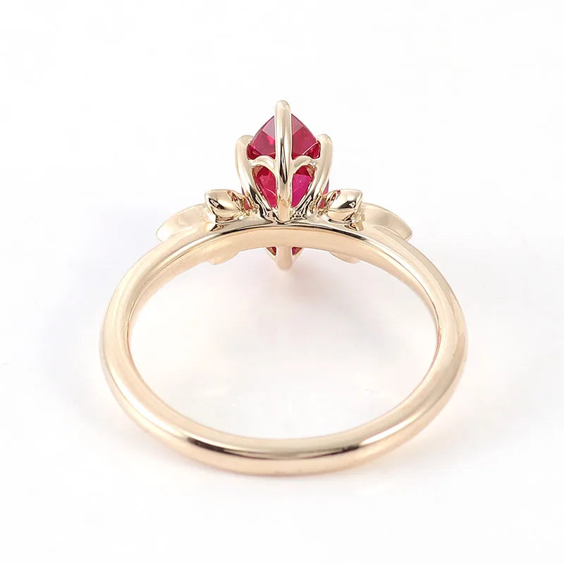 Luxury Jewelry 18k 14K Solid Gold Lab Grown Gemstone Ring  Marquise Cut Lab Ruby Ring  for Women Engagement Ring Wedding Ring