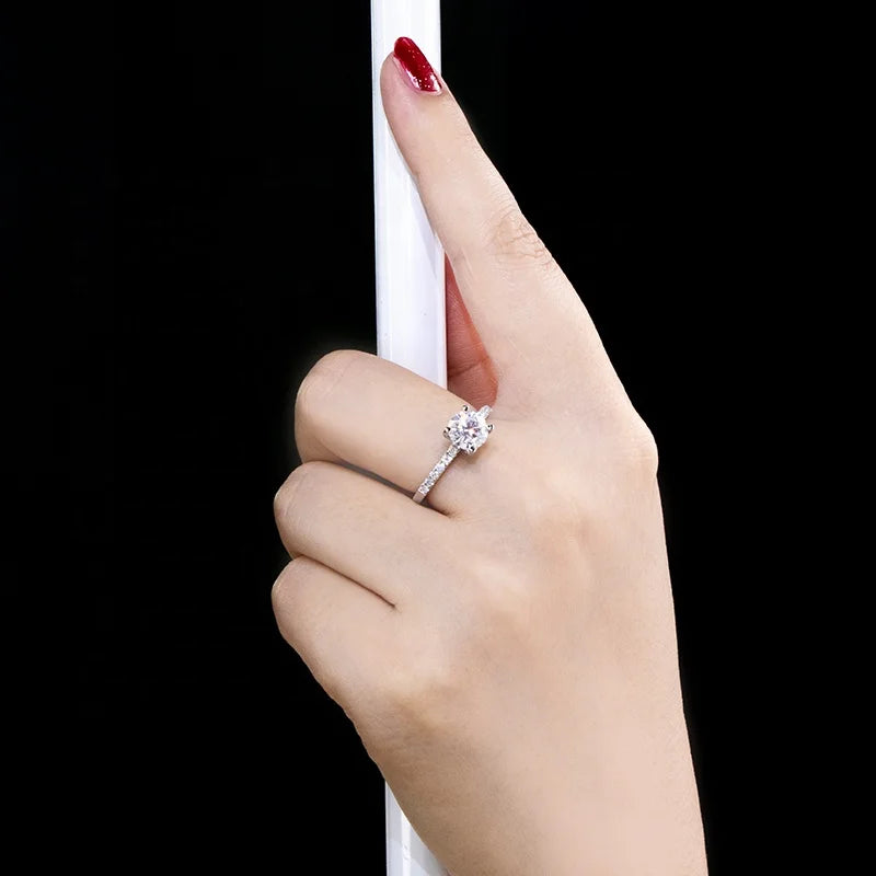 Gorgeous 1ct Eternity Ring Moissanite VVS White D Color Gra Certified Moissanite Rings Hotsale Moissanite Engagement Ring