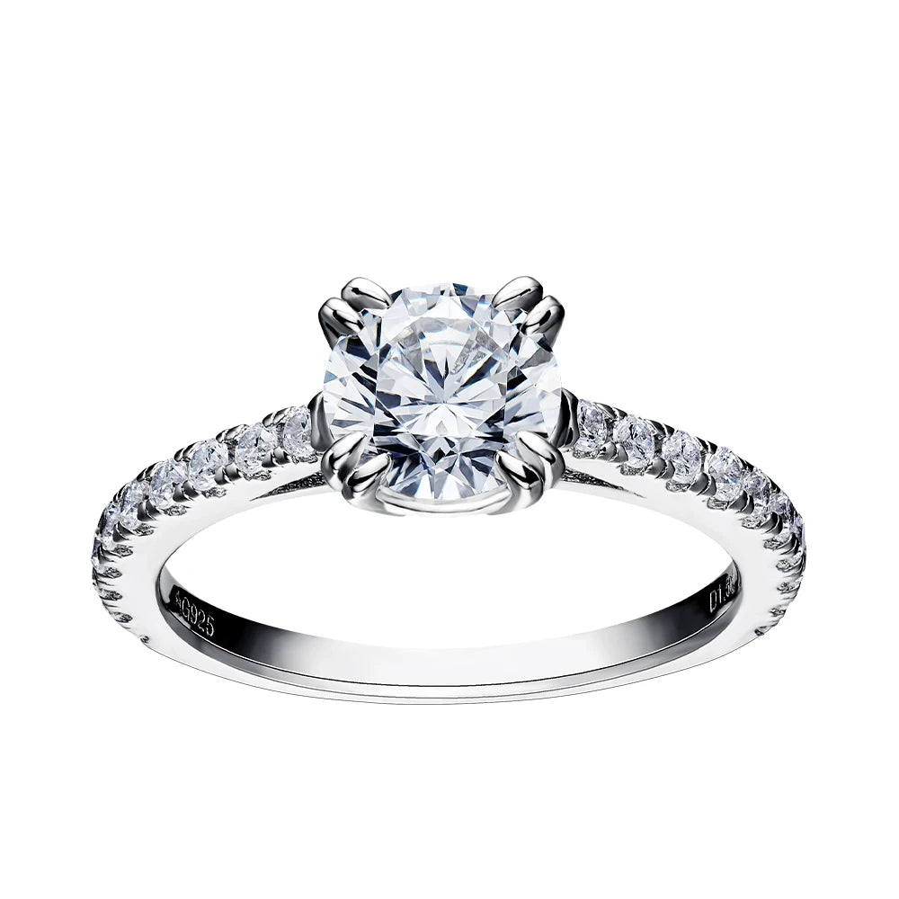 Rochime Brilliant love Engagement Ring S925 Silver Rhodium Plated   Classic  Jewelry for Women