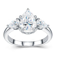 Popular Moissanite Pear Cut Ring Three Stone Engagement Ring 925 Silver Pear Side Stone Bridal Wedding Ring for Women Ring