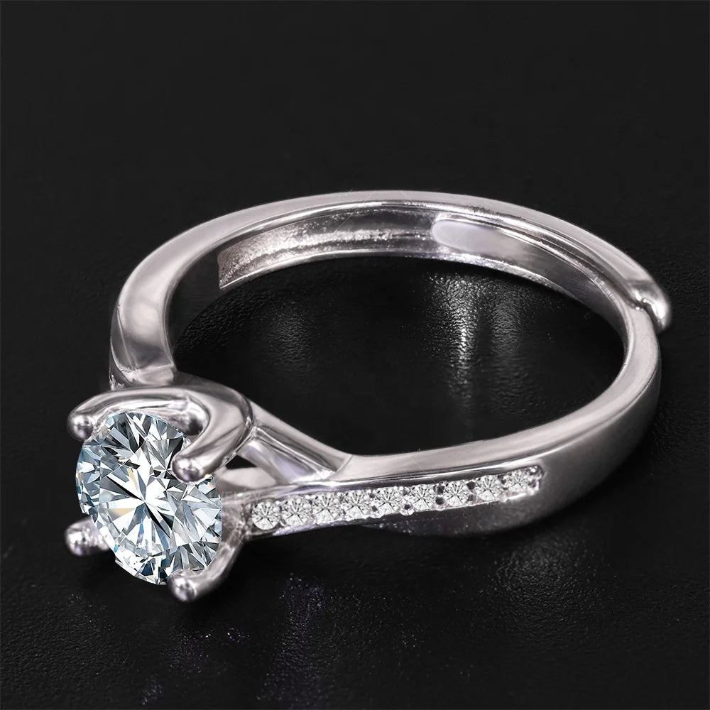 Custom Women Engagement Ring  Jewelry 925 Sterling Silver Moissanite Diamond Stone Ring