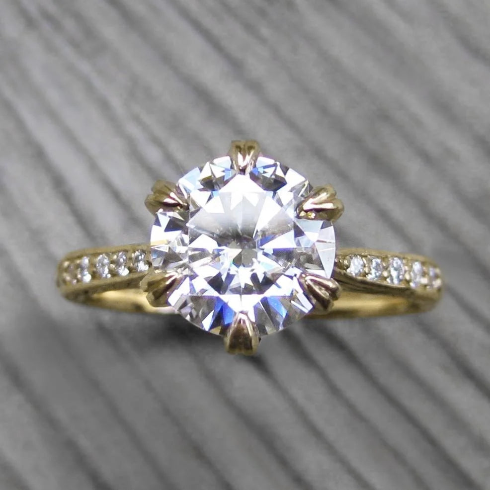 New Arrival Wholesale Directly 18K White Solid Gold Moissanite 7.5mm 1.5ct D Color High Quality Halo Engagement Ring