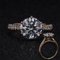 14k Yellow Gold 2.5carat Center Moissanite Half Eternity Band Engagement Ring