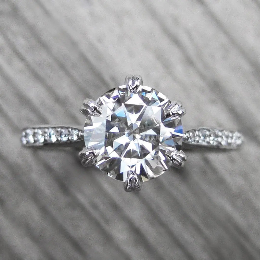 New Arrival Wholesale Directly 18K White Solid Gold Moissanite 7.5mm 1.5ct D Color High Quality Halo Engagement Ring