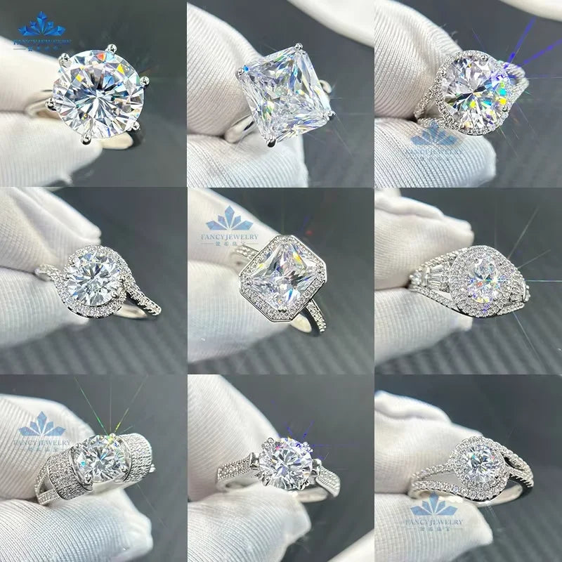 New Arrival Wholesale Directly 18K White Solid Gold Moissanite 7.5mm 1.5ct D Color High Quality Halo Engagement Ring