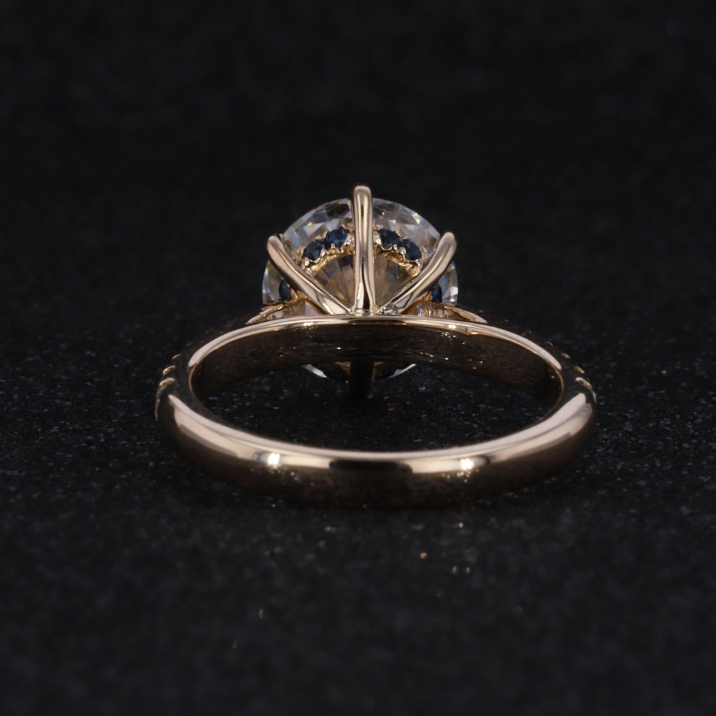 14k Yellow Gold 2.5carat Center Moissanite Half Eternity Band Engagement Ring