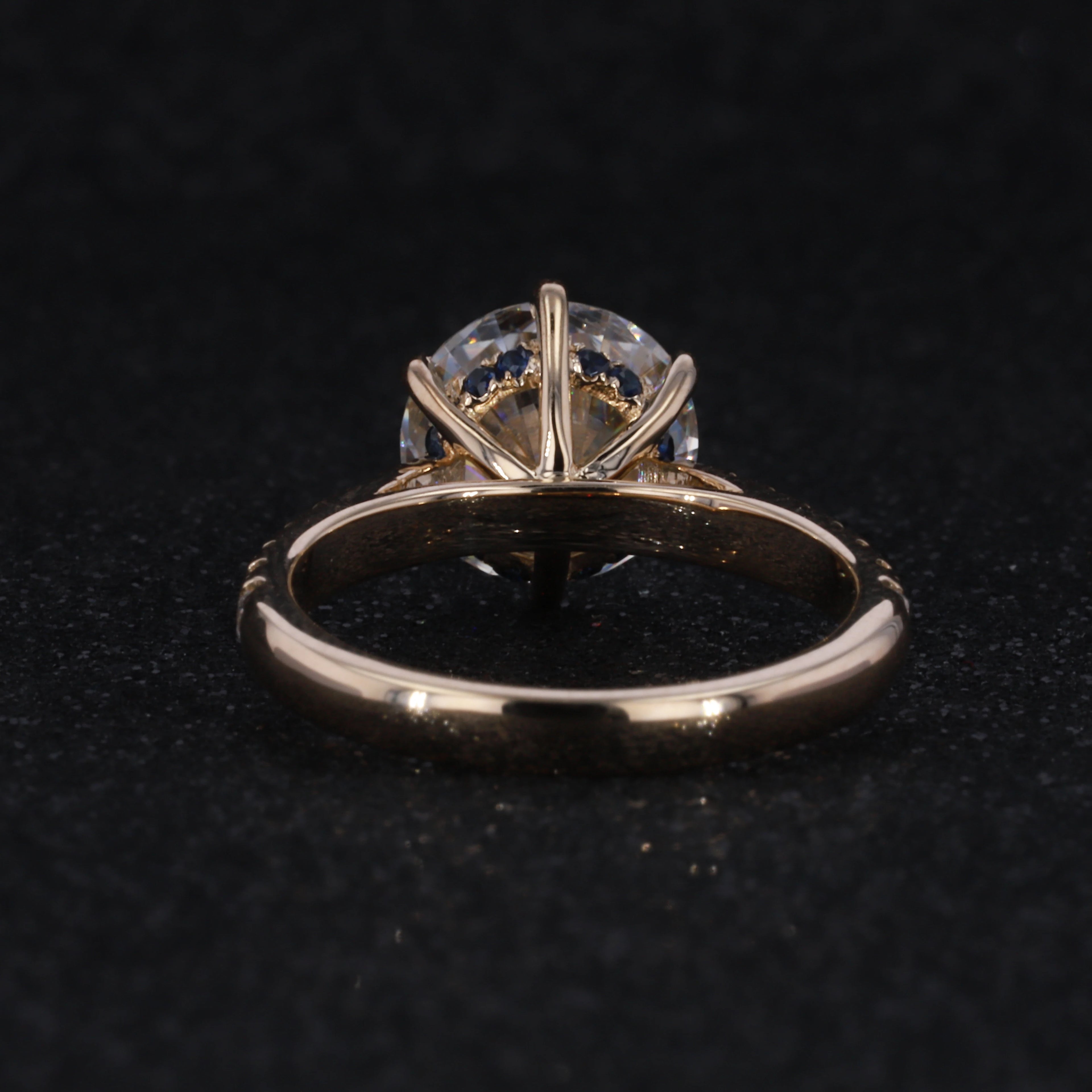 14k Yellow Gold 2.5carat Center Moissanite Half Eternity Band Engagement Ring