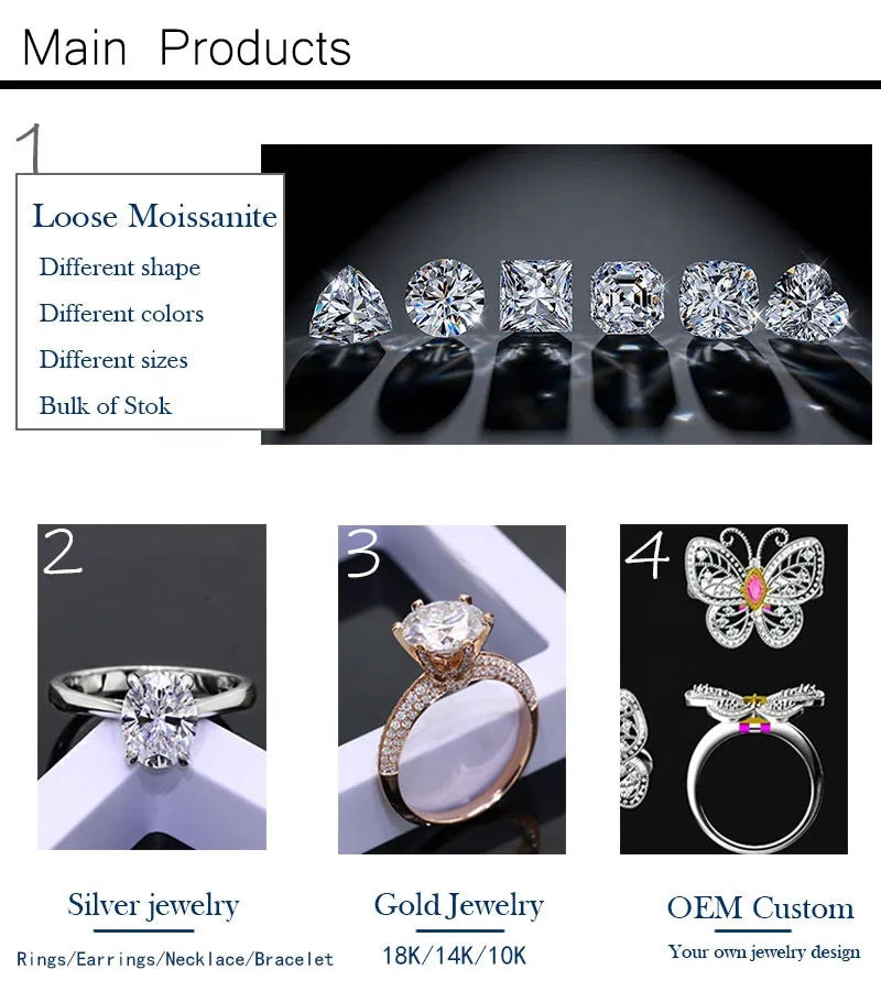 Gorgeous 1ct Eternity Ring Moissanite VVS White D Color Gra Certified Moissanite Rings Hotsale Moissanite Engagement Ring