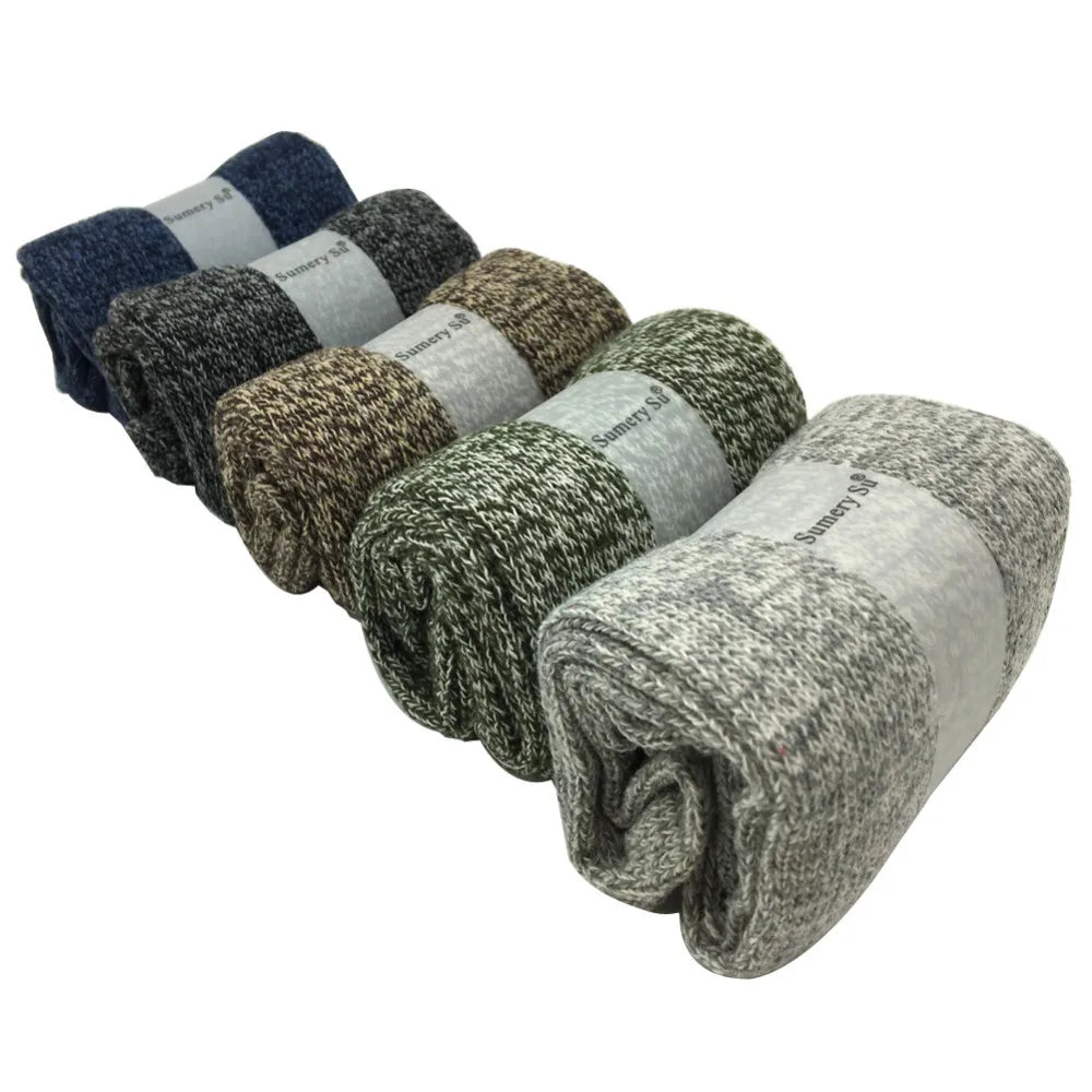 5 Pairs/Lot Wool Socks Men Winter Warm Cashmere Comfortable Long Crew Casual Bohemian Sock Male Gift for Husband Father 4 Styles