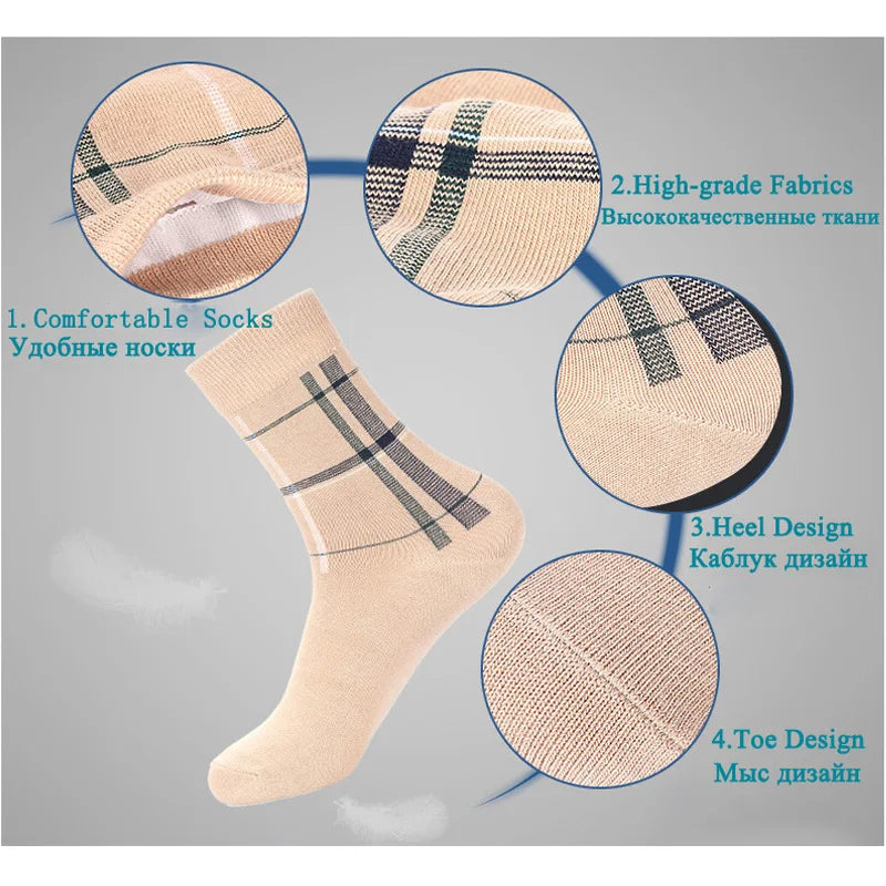 5 Pairs/Lot Socks Men Dress Wedding Crew Healthy Cotton Casual Long Breathable Soft Socks Gift for Male