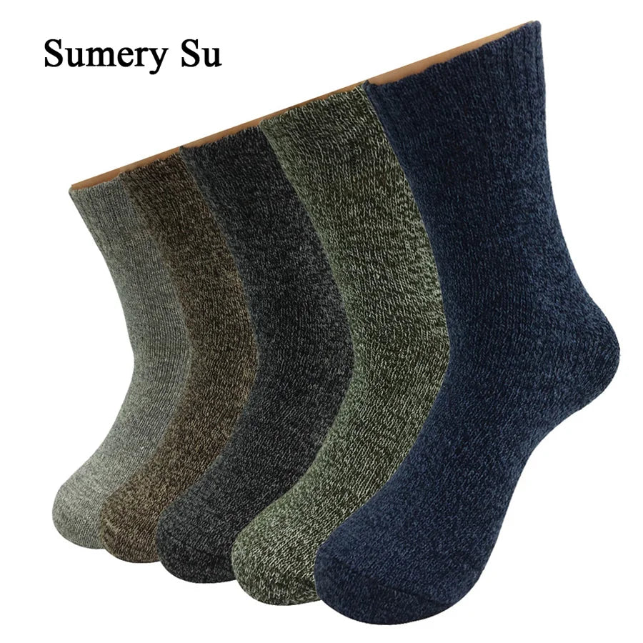 5 Pairs/Lot Wool Socks Men Winter Warm Cashmere Comfortable Long Crew Casual Bohemian Sock Male Gift for Husband Father 4 Styles