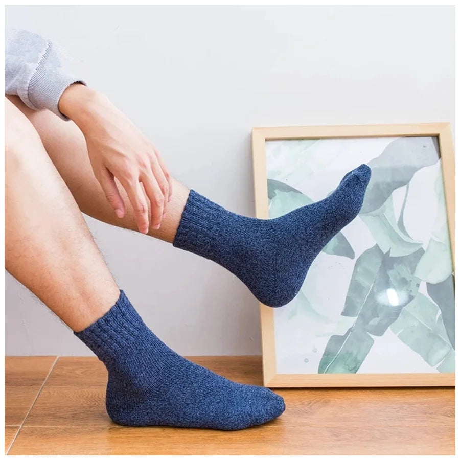 5 Pairs/Lot Wool Socks Men Winter Warm Cashmere Comfortable Long Crew Casual Bohemian Sock Male Gift for Husband Father 4 Styles