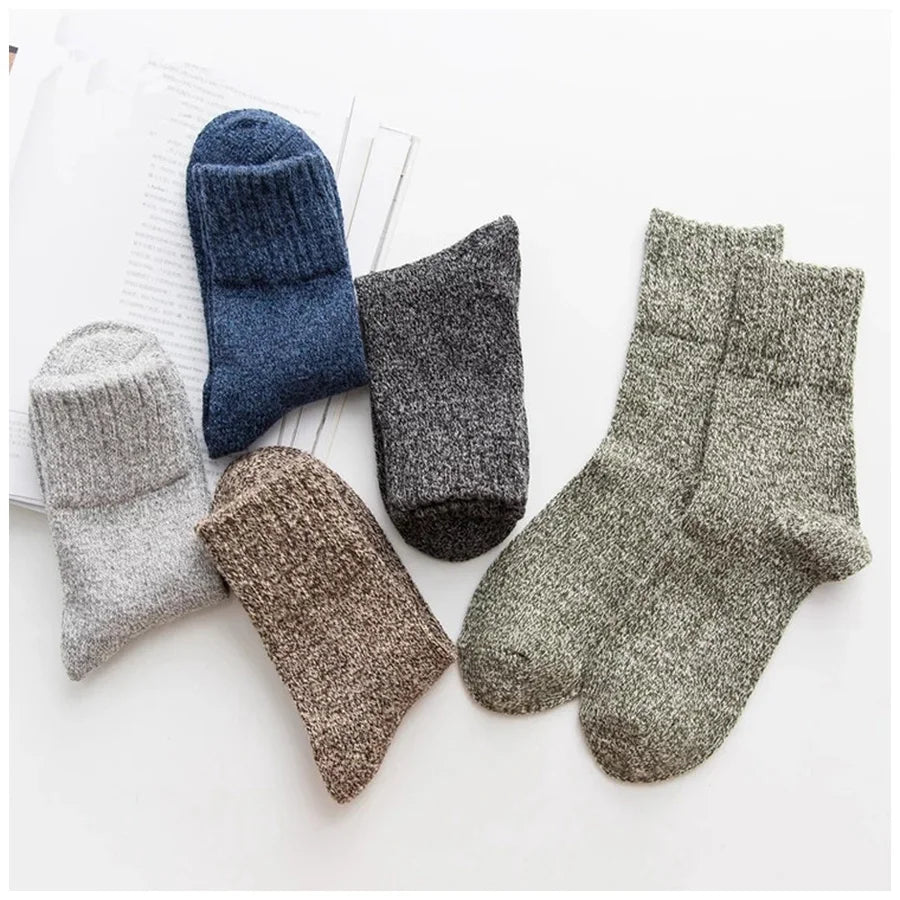 5 Pairs/Lot Wool Socks Men Winter Warm Cashmere Comfortable Long Crew Casual Bohemian Sock Male Gift for Husband Father 4 Styles