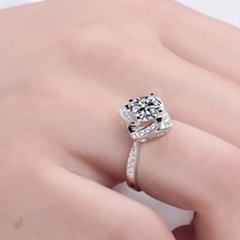 Engagement Rings for Women Romantic Fashion Jewelry Flower Rose Design Fine Bijoux Femme Wedding Bands Proposal Ring CC095
