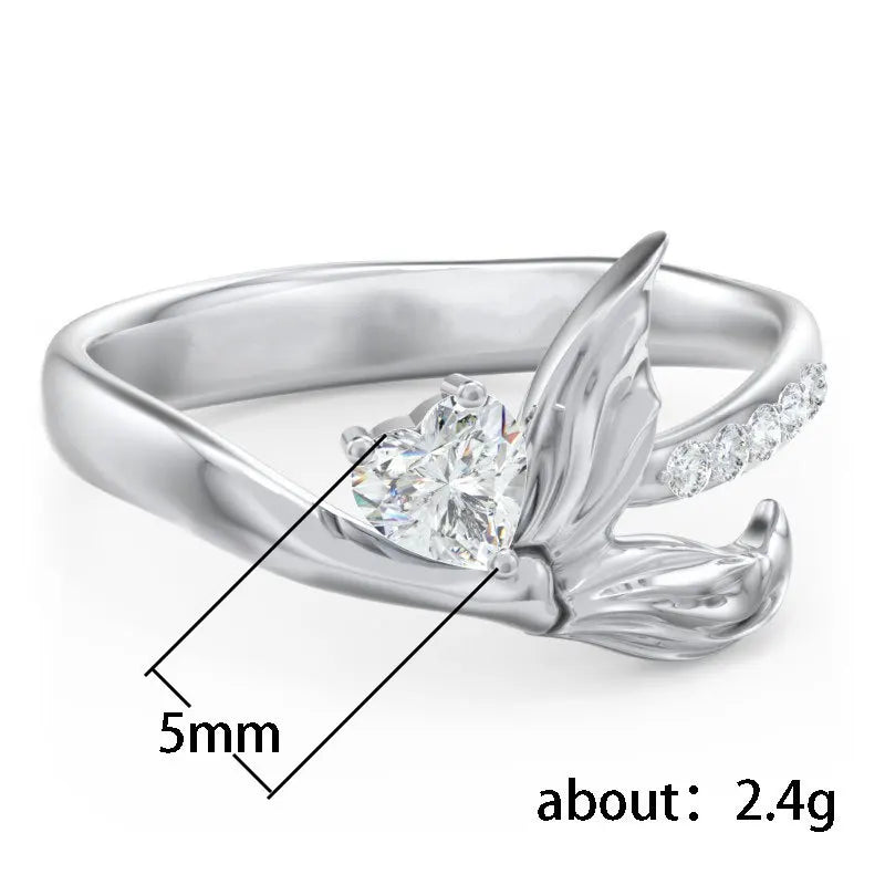 F1685 White Gold Diamond Ring Heart Cut Natural Diamond Engagement Ring For Women D Color