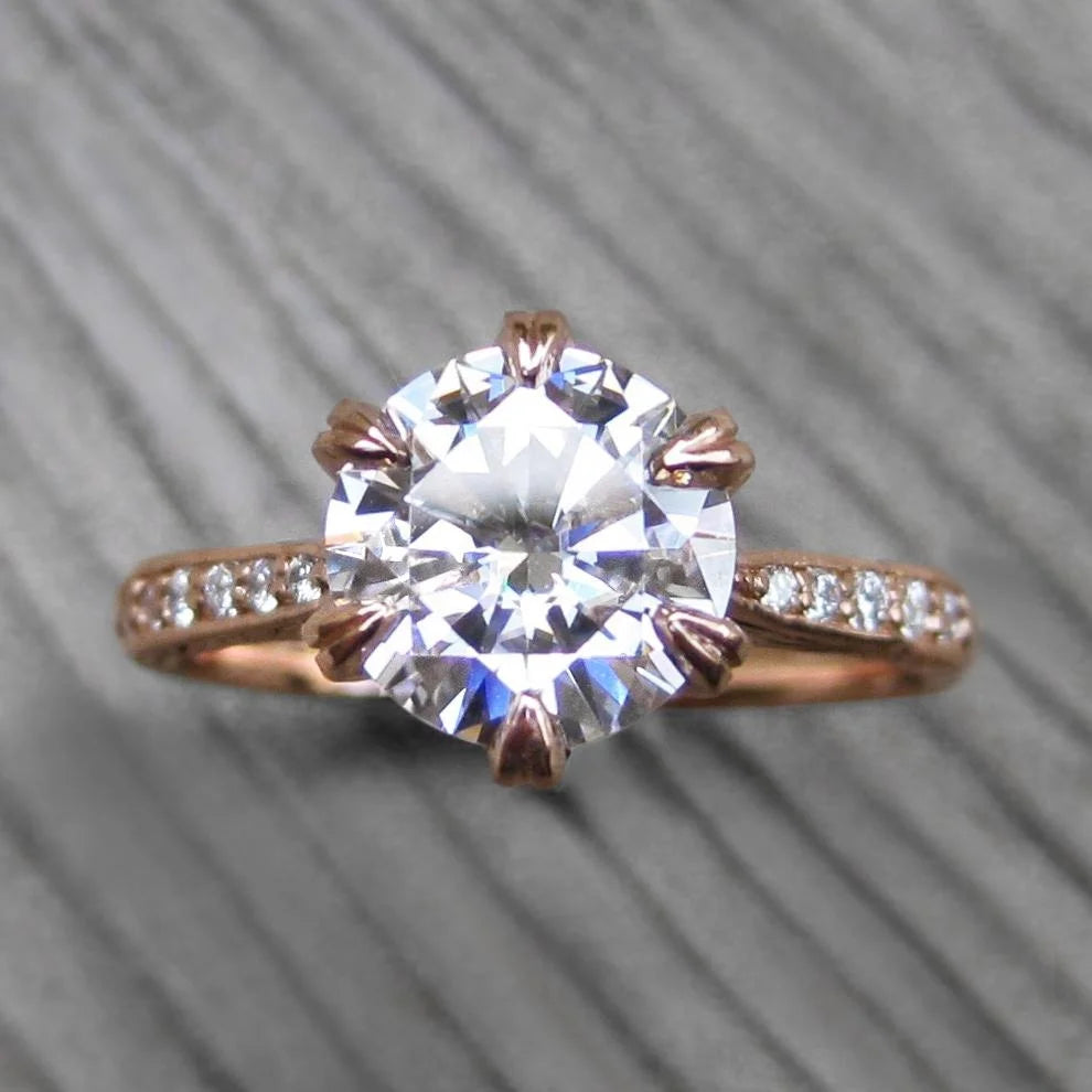 New Arrival Wholesale Directly 18K White Solid Gold Moissanite 7.5mm 1.5ct D Color High Quality Halo Engagement Ring