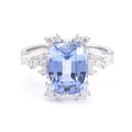 Luxury Custom Solitaire 14K Solid Gold Engagement Ring Lab Grown Sapphire Moissanite Diamond Halo Customizable Lab Gemstone Ring