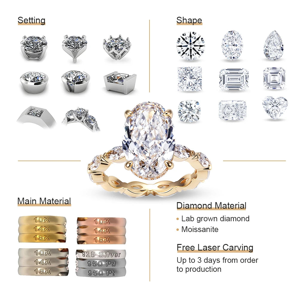 Custom Jewelry for Gift Engagement Ring Wedding Ring Lab Grown Solitaire Diamond Ring