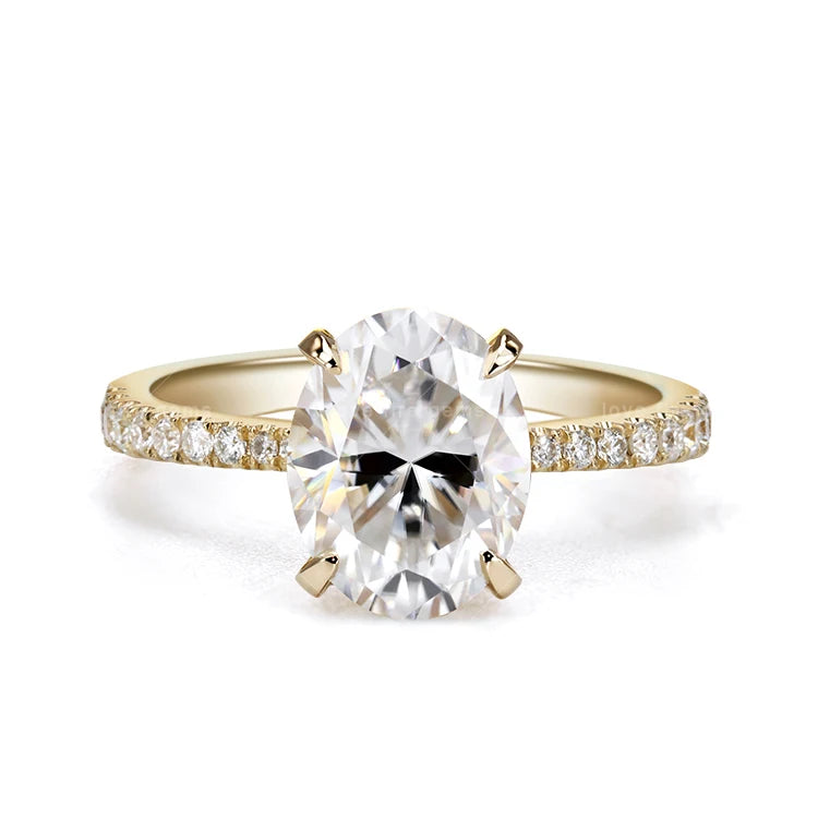 14K Yellow Gold Ring Oval Moissanite D Color VVS 14K Gold Wedding Engagement Ring