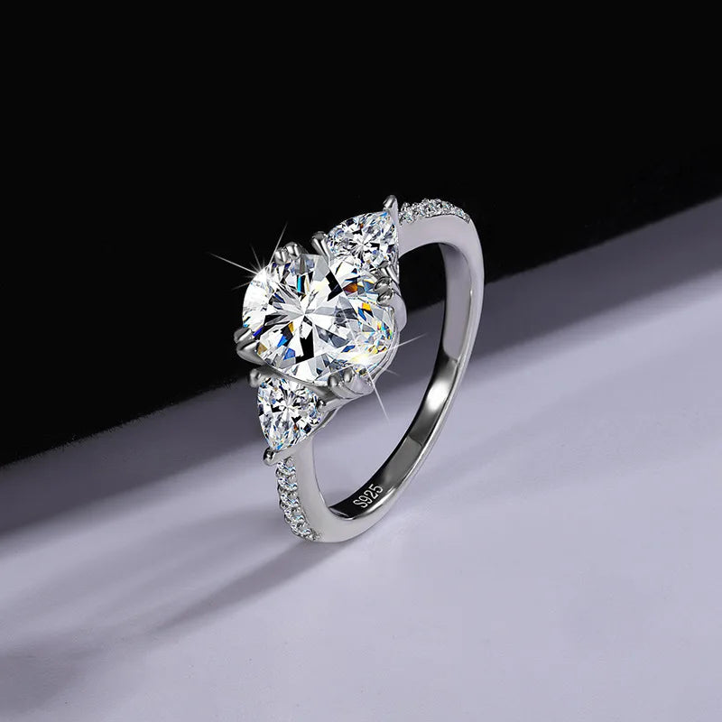 S925 Sterling Silver VVS D Color 2 Carat Oval Cut Moissanite Ring for Women Wedding Engagement Ring
