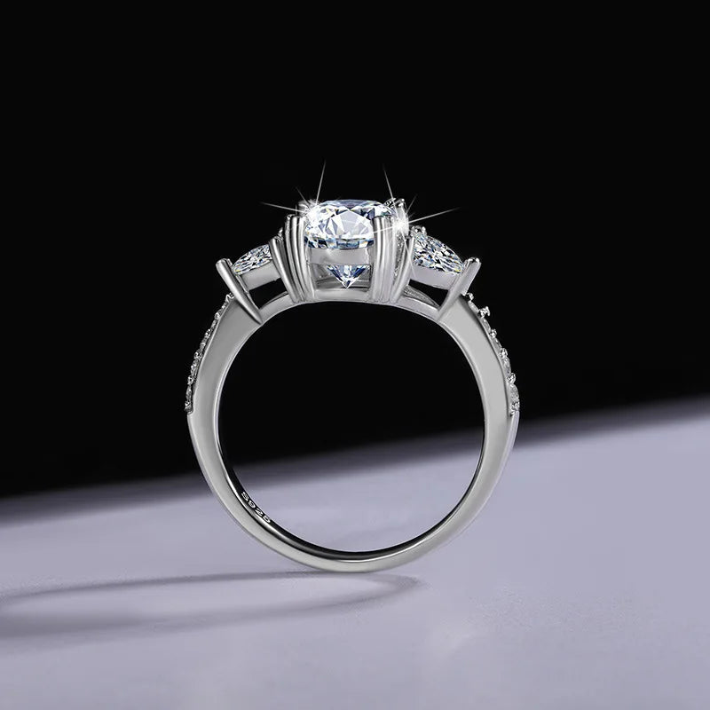 S925 Sterling Silver VVS D Color 2 Carat Oval Cut Moissanite Ring for Women Wedding Engagement Ring