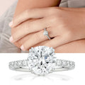 F1289 Women's White Gold Diamond Engagement Ring Round Brilliant Cut Natural D Color Side Diamonds