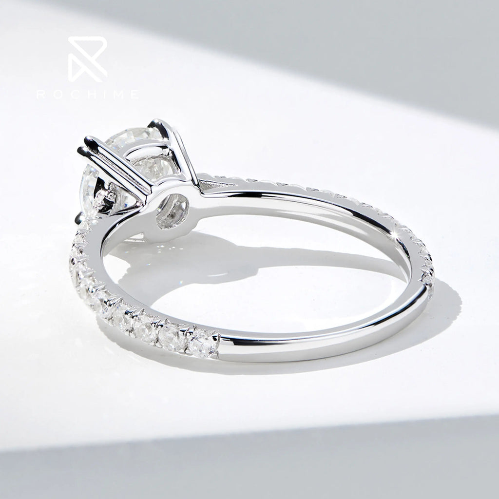 Rochime Brilliant love Engagement Ring S925 Silver Rhodium Plated   Classic  Jewelry for Women