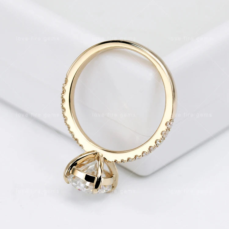 14K Yellow Gold Ring Oval Moissanite D Color VVS 14K Gold Wedding Engagement Ring