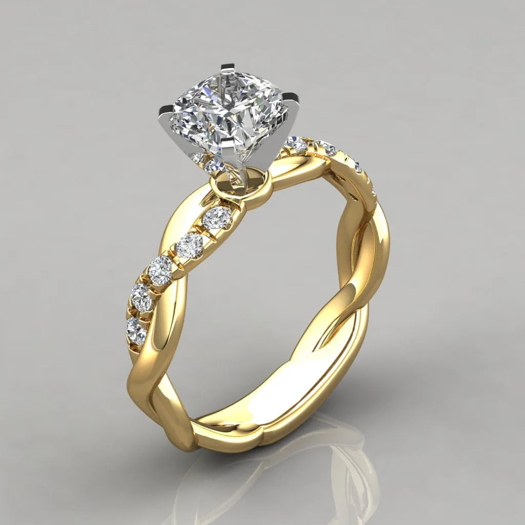 Wedding Ring For Women | Gold Plated Two-color Diamond Ring | Engagement Ring