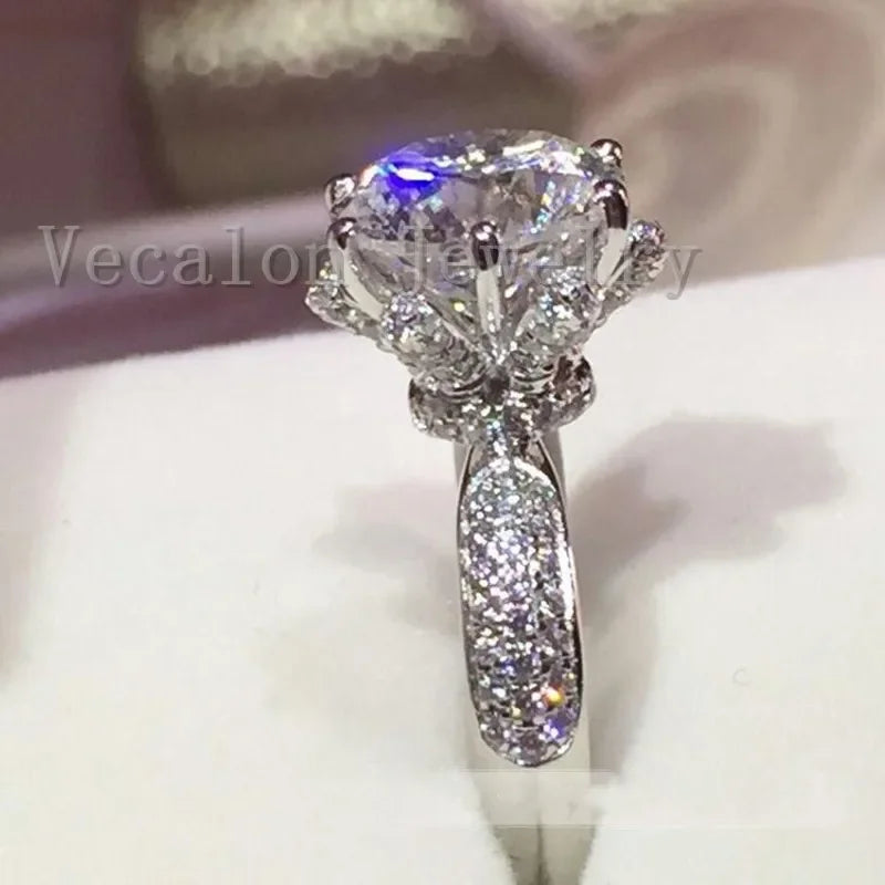Engagement Wedding Band Rings for Women 3ct Lab Diamond Ring 925 Sterling Silver Female Finger Ring