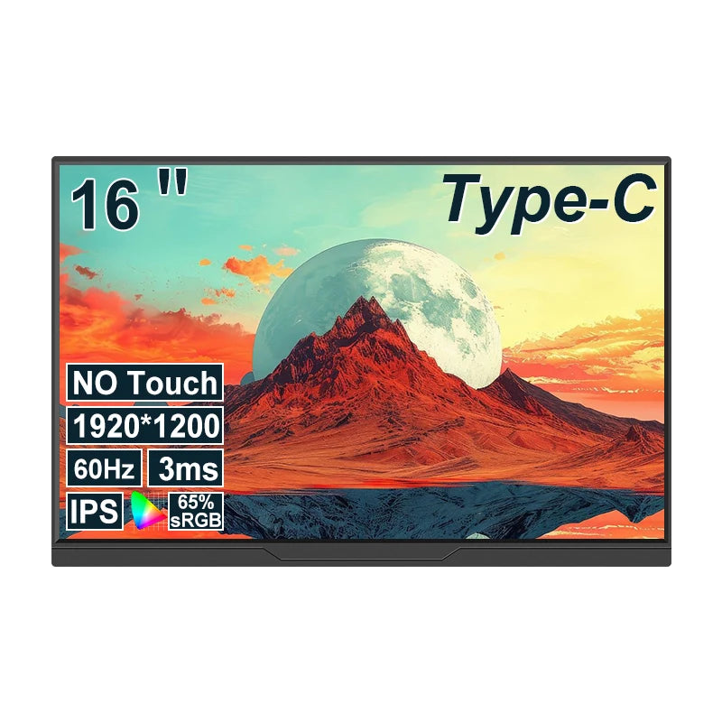 LANLIPU 14/16inch Portable Monitor  1920*1200Ultra-thin Gaming Laptop Display with Type C Mini HDMI For PS/Steam/Deck/Switch/PC