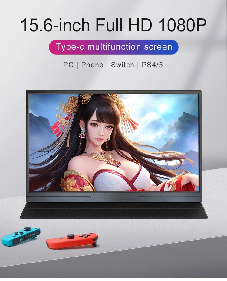 LANLIPU 14/15.6/16inch Portable Monitor IPS For Laptop XBox PS4 / 5 Switch Cell Phone Computer Extension Gaming  Travel Screen