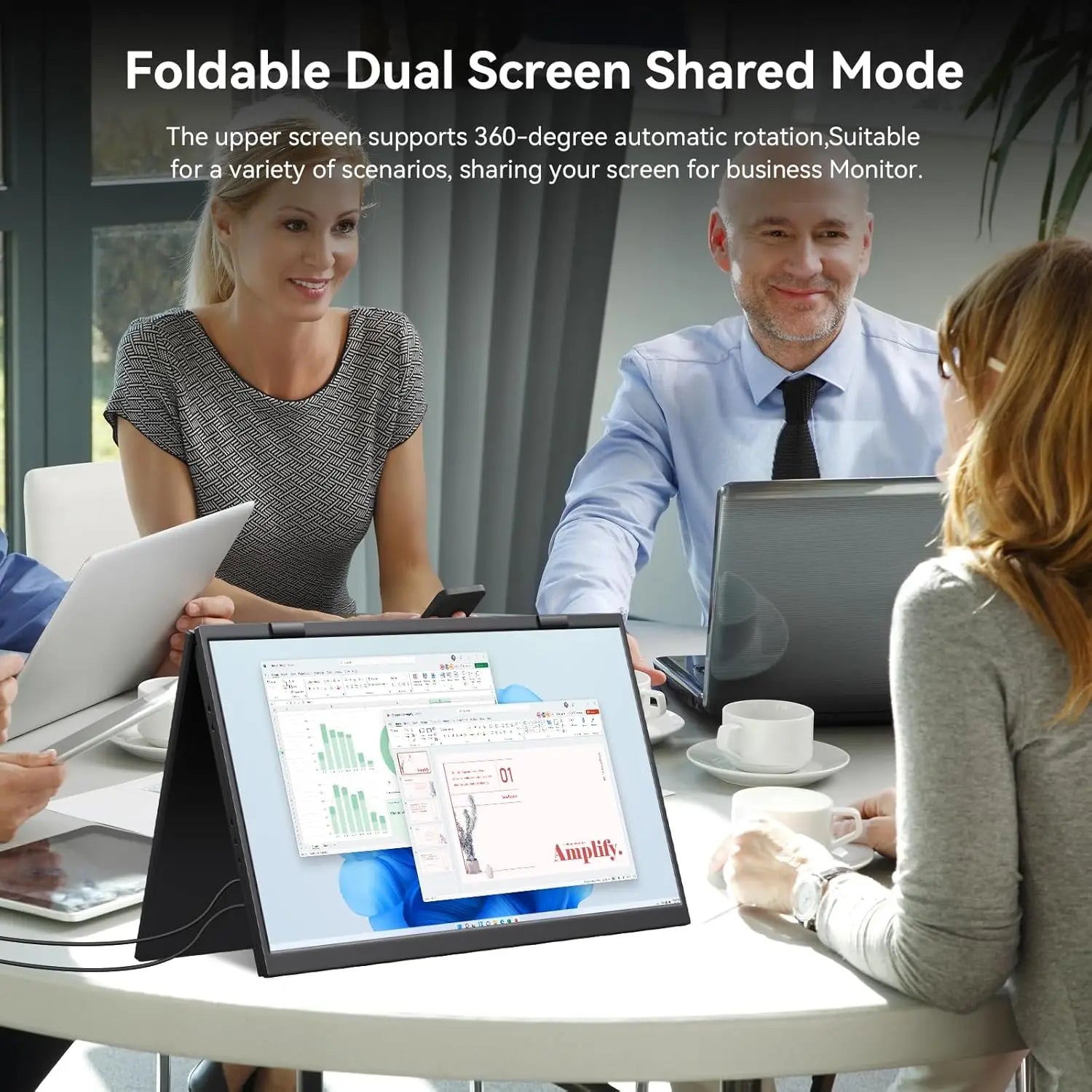 14 Inch Portable Dual Monitor 2240x1400 QHD IPS External Display USB-C & HDMI Plug-and-Play Second Screen Extender For Laptop