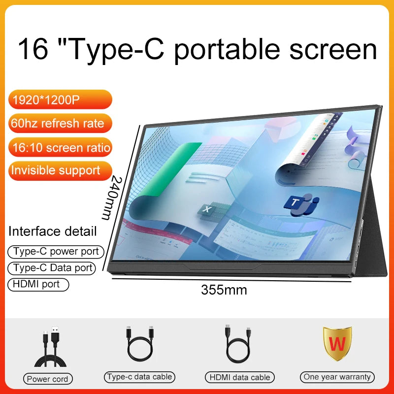 LANLIPU 14/15.6/16inch Portable Monitor IPS For Laptop XBox PS4 / 5 Switch Cell Phone Computer Extension Gaming  Travel Screen