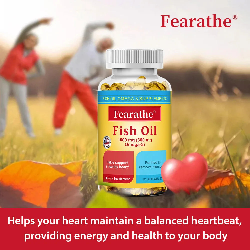 Fish Oil Omega-3 Supplement 1000mg - Supports Heart, Brain, and Joint Health - 120 High-Purity Softgels