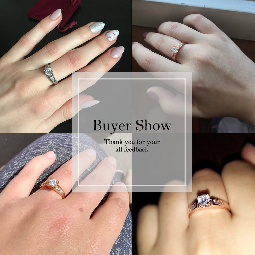 Luxury Wedding Ring For Women Bride Shiny Zircon Engagement Anniversary Gifts For Couple Fashion Jewelry Kpop Accessories R051
