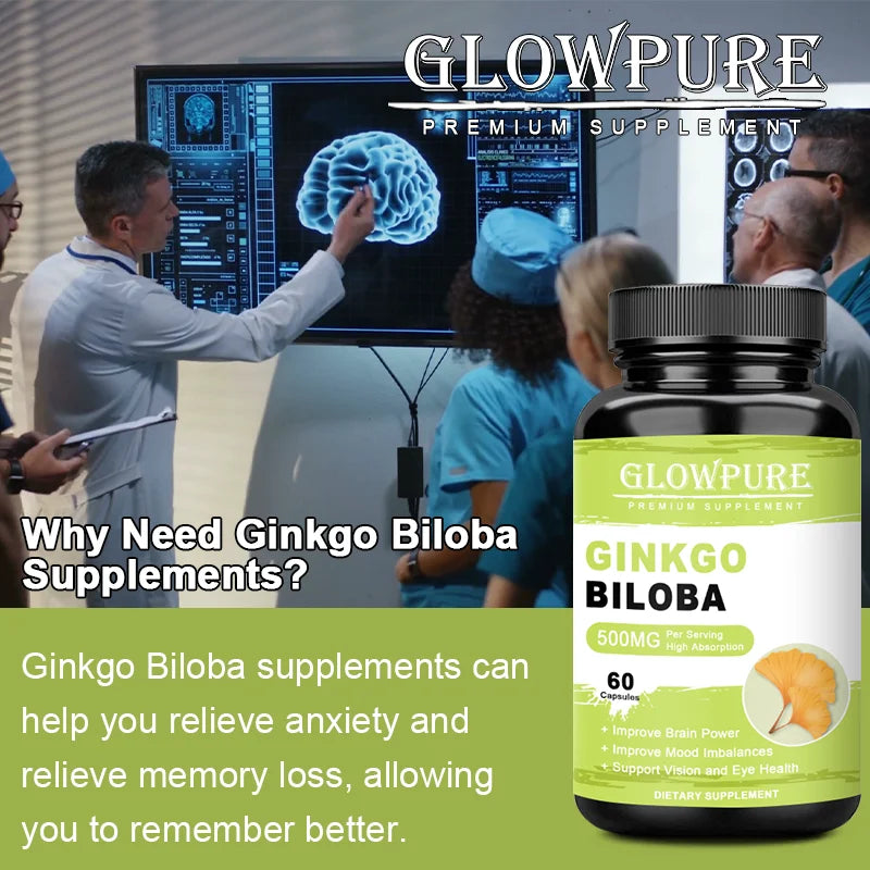 Ginkgo Biloba for Brain & Memory Support - Cognitive Function & Focus Enhancer, Mental Clarity Supplement