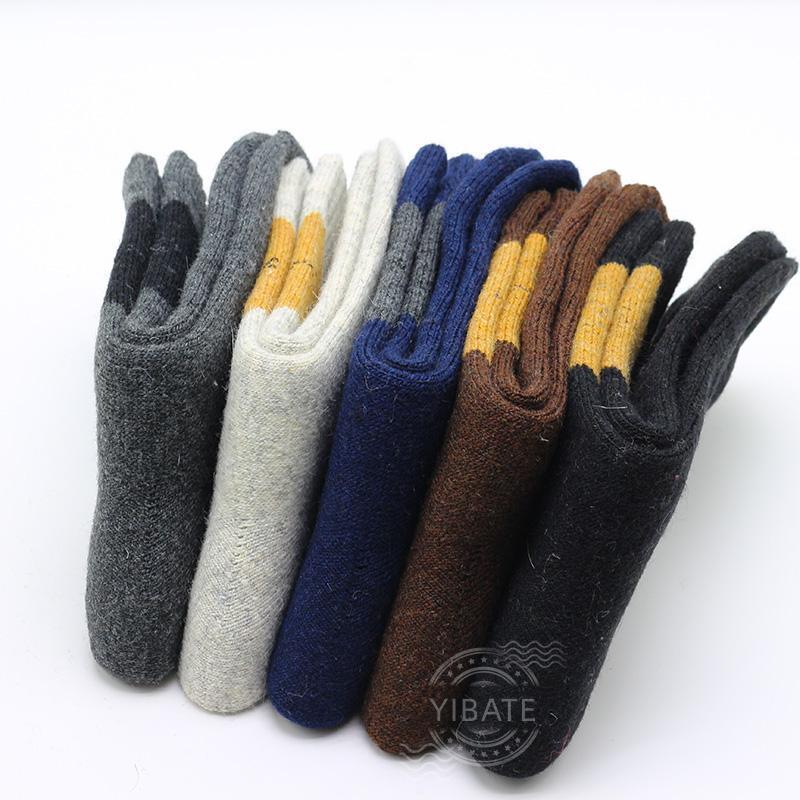 Winter Thick Warm Men's Merino Wool Socks Diamond Plaid Fashion Terry Socks High Quality Harajuku Retro Casual Socks For Men