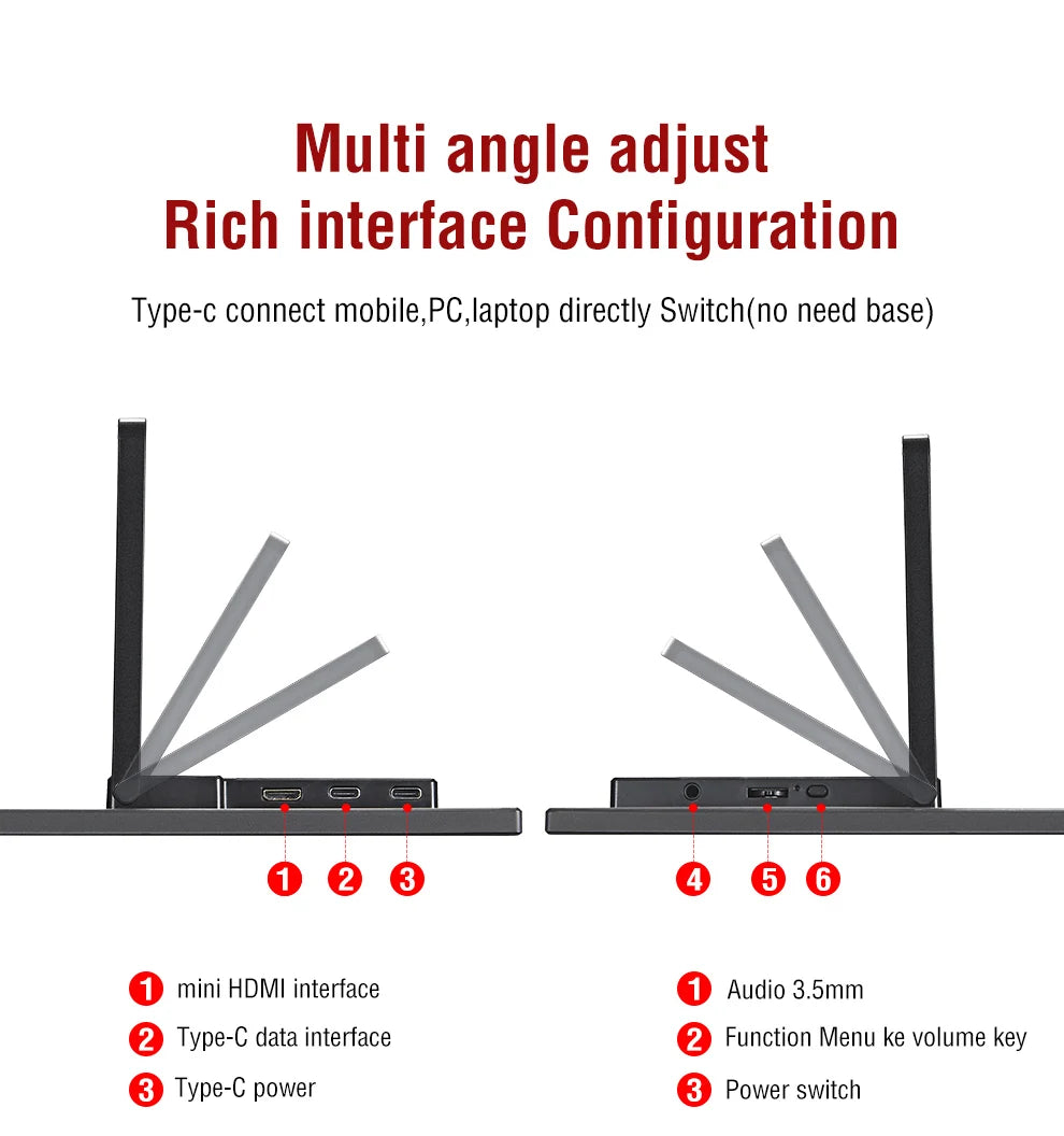 14 Inch Portable  Touch Monitor Non-touch optional 16:10 400cd/m2 Gaming Computer Expand Display For XBox PS4/5 Switch Loptop