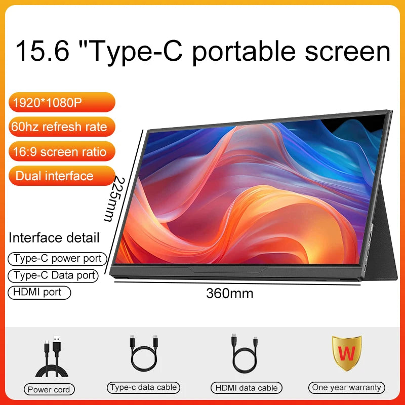 LANLIPU 14/15.6/16inch Portable Monitor IPS For Laptop XBox PS4 / 5 Switch Cell Phone Computer Extension Gaming  Travel Screen