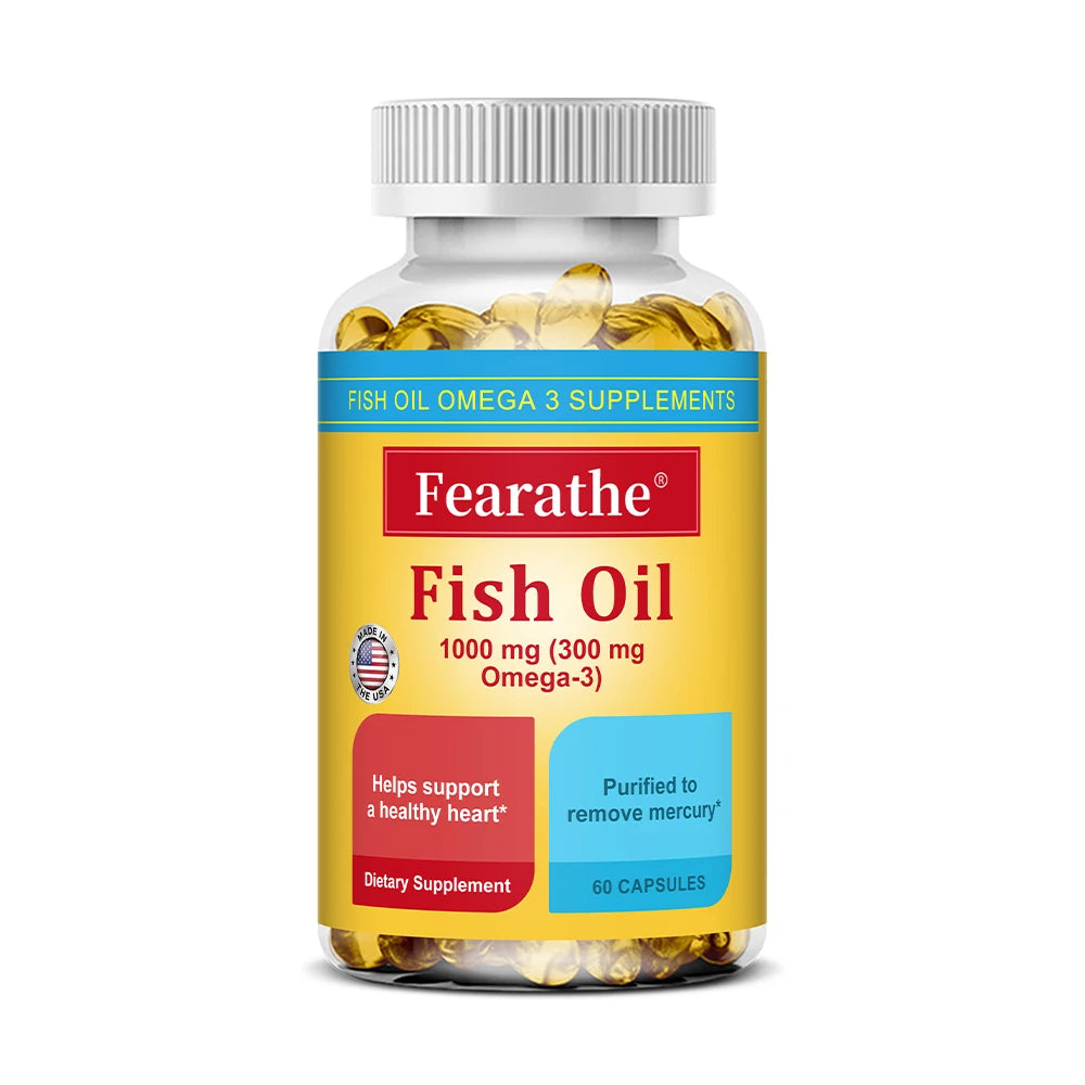 Fish Oil Omega-3 Supplement 1000mg - Supports Heart, Brain, and Joint Health - 120 High-Purity Softgels