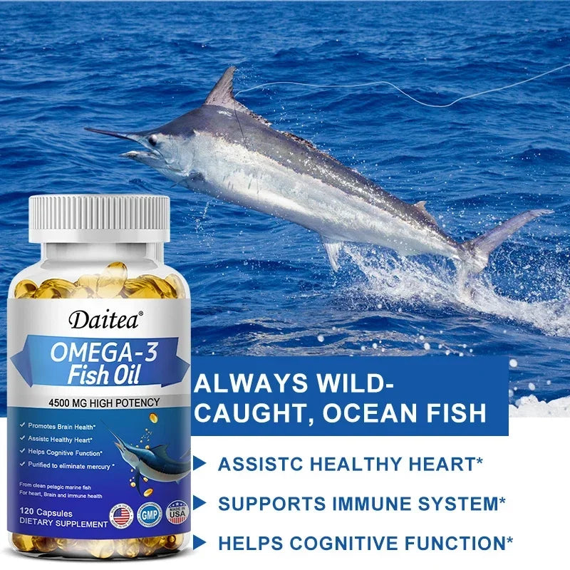 Omega 3 Fish Oil-Supports Brain,Cardiovascular and Skin Health,Benefits The Nervous System,Antioxidant Effects-Easy To Swallow